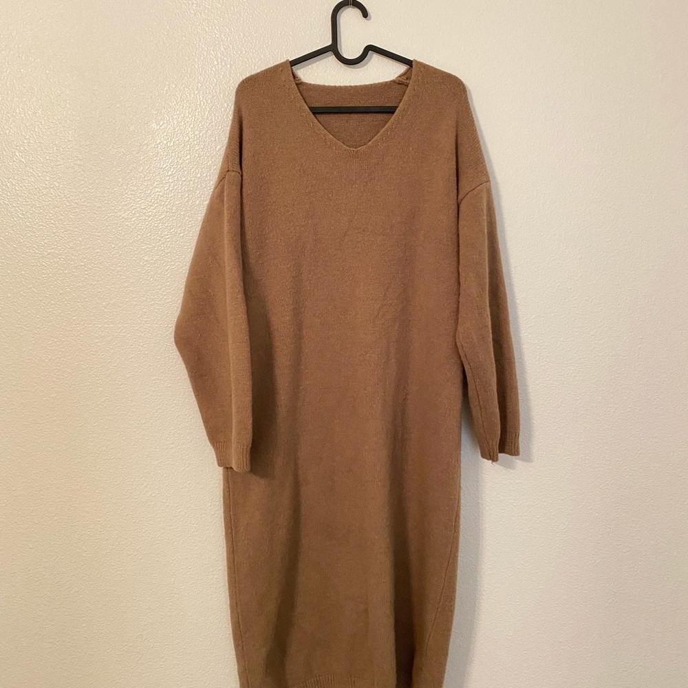 V neck Knit Korean Dress